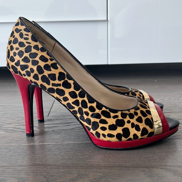 Nine West Leather Peep Toe Pumps - Picture 2 of 10